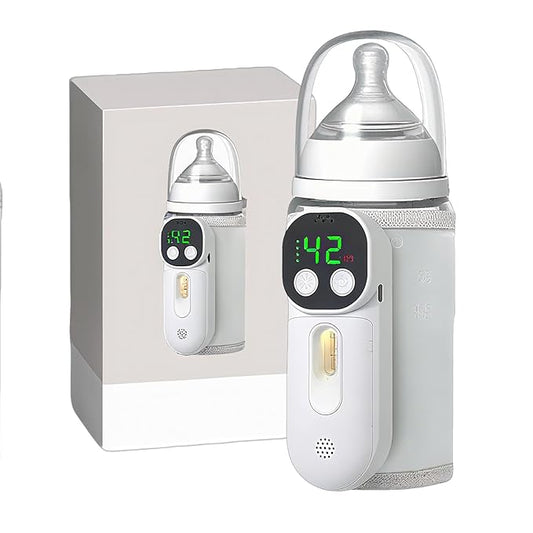 Portable Bottle Warmer for Travel, Warm for 6-10 Hours, Baby Bottle Warmer with Sound Voice Control, Travel Bottle Warmer for Breastmilk