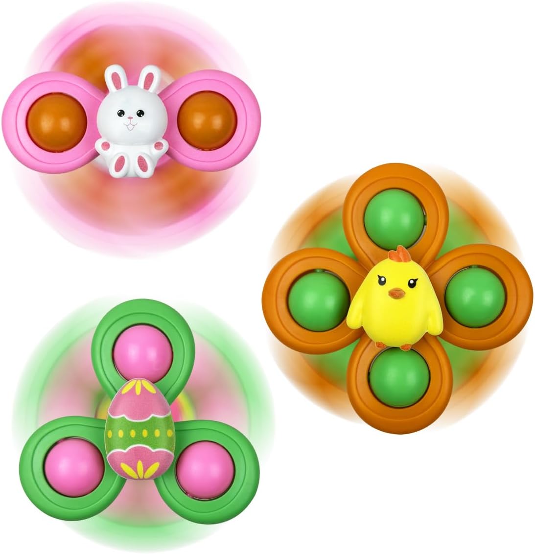 Jofan 3 Pack Easter Suction Cup Spinner Toys for Baby Toddlers Kids Easter Basket Stuffers Gifts Fillers Party Favors