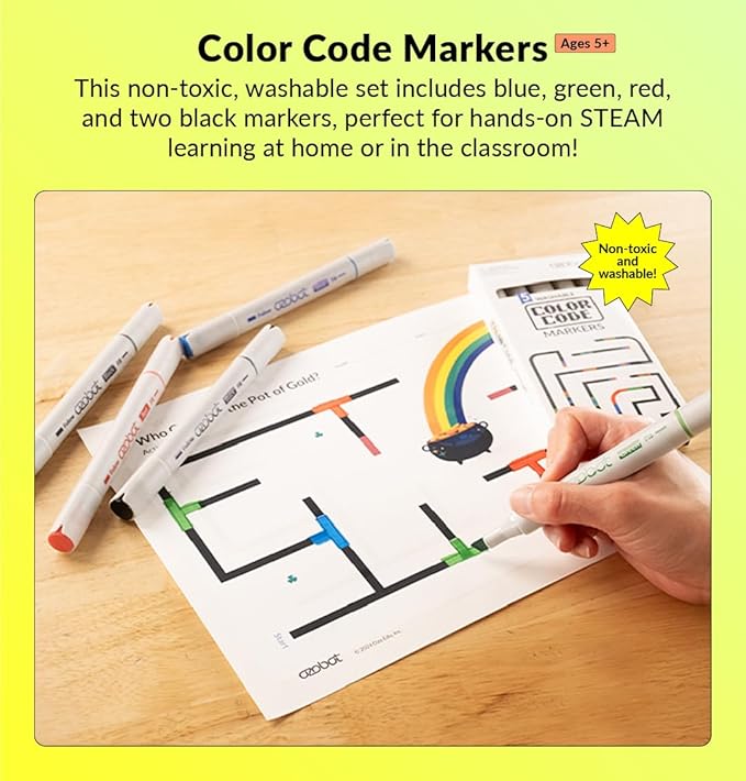 Ozobot Color Coding Markers: Color Variety for Creative STEM Education, Ideal for Classroom & Home, Enhances Problem-Solving & Critical Thinking Skills, Suitable for Ages 6+, Dual-Sided, 5-Pack