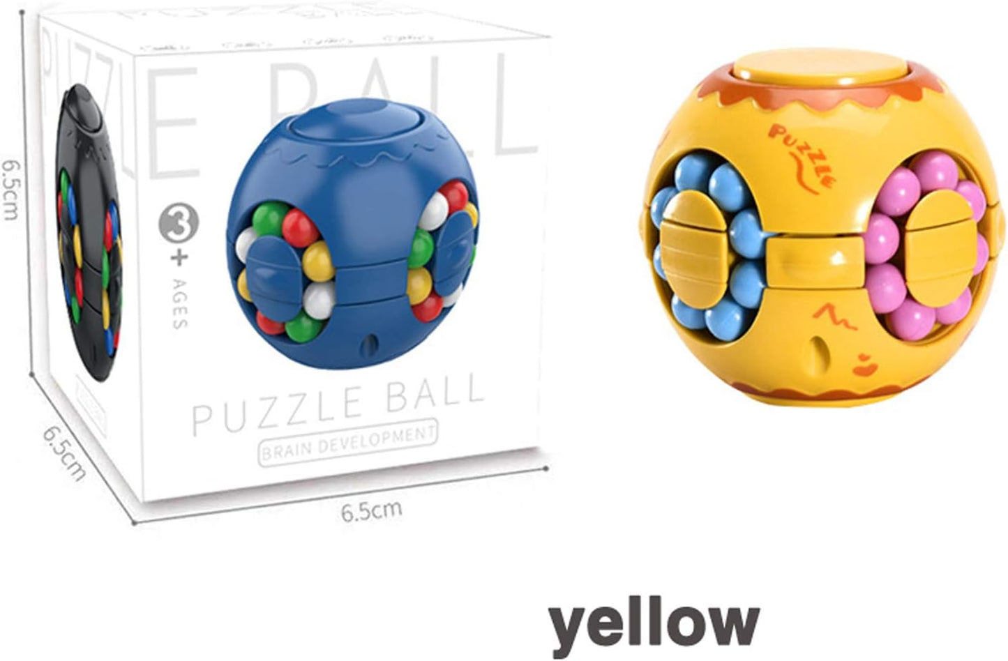 Rotating Magic Bean Cube Spinner Fidget Toy,Stress Relief Fidget Puzzles for Adults Kids,Anxiety Relief Learning & Education Toys,Puzzle Toys for Unisex-Children(Yellow)