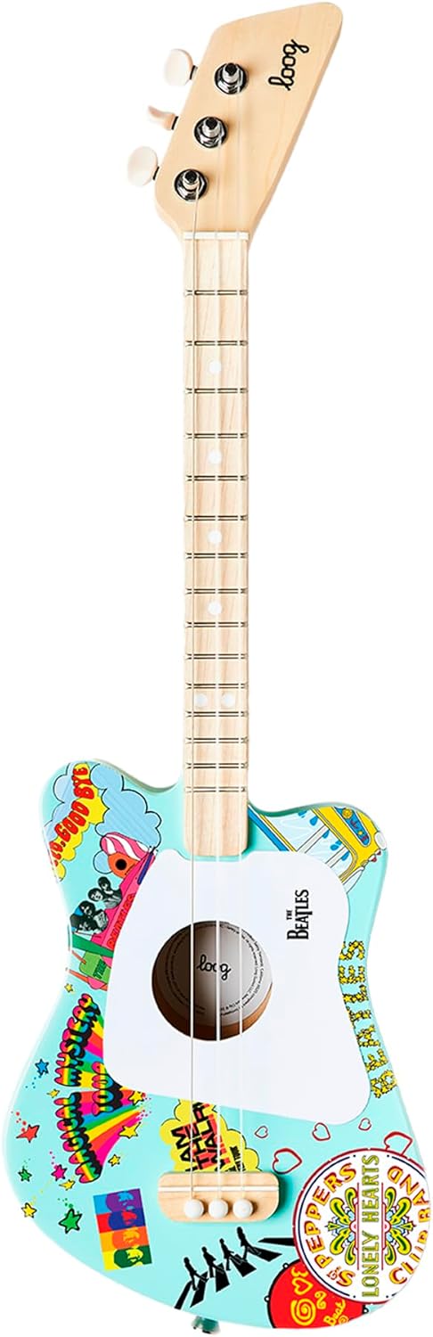 Beatles + Loog Mini Acoustic Guitar for Kids Toddler Children Ages 3+