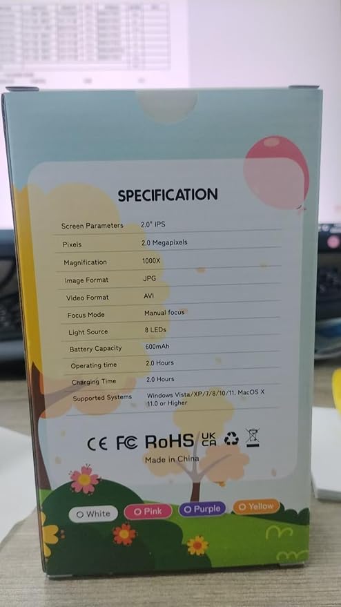 Handheld Microscope for Kids Portable Pocket Digiscope - 2" IPS HD Screen 1000X Digital Microscopes Camera PC Compatible 3-12 Year Old Girl Boy Science Edu Fun Birthday Gifts Toys