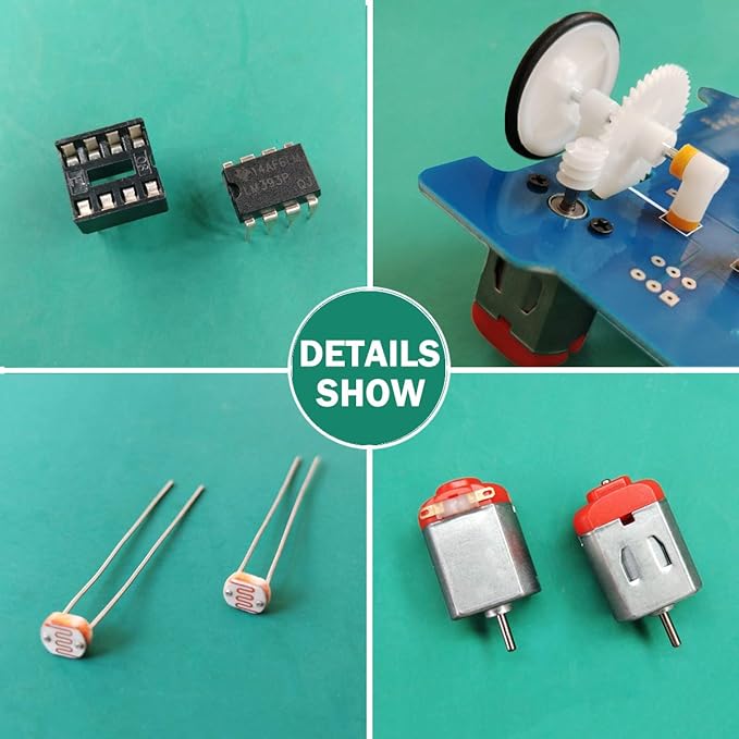 5 Pack D2-5 Smart Car Kit Soldering Project Line Following Robot for Fun Educational Electronic Learning Practicing with English Manual by VOGURTIME