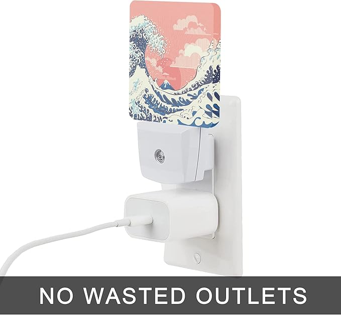 Waves Night Light,Great Waves Plug into Wall Night Lights 0.5W Sleep Friendly for Boys Girls Led Night Light Dusk to Dawn Sensor Nightlight for Stairway/Hallway/Kitchen
