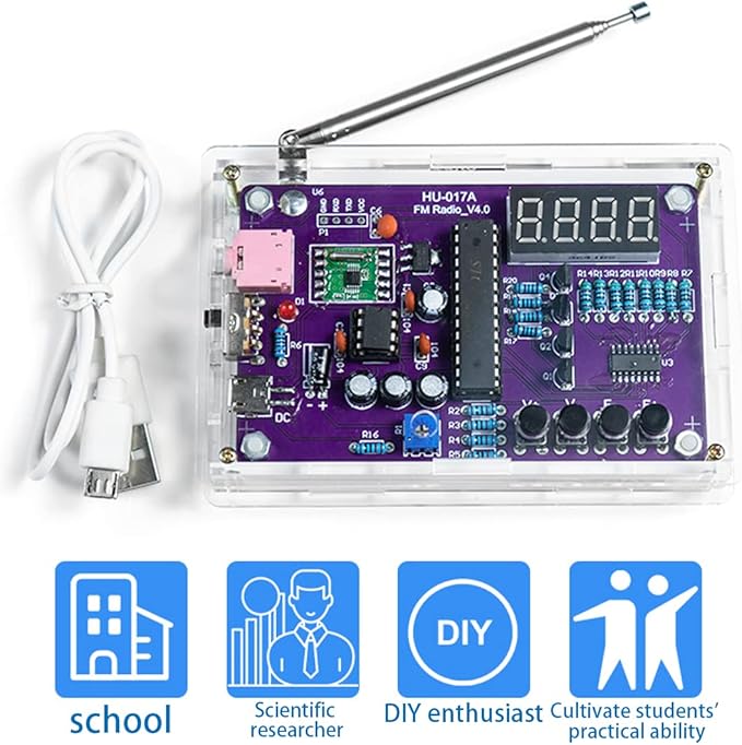 Gikfun FM Radio Kit Soldering Practice Kit DIY School Project FM 87-108MHz with 2 Power Supply Modes, Soldering Learning and Teaching for Beginners, Adults EK1989