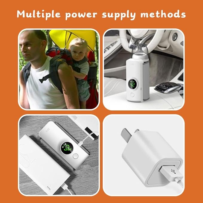 Portable Bottle Warmer,Baby Bottle Warmer,Portable Bottle Warmer for Travel,USB Rechargeable Constant Temperature Milk Warmer Universal Bottle Insulation Sleeve for Baby Formula Breast Milk(white)