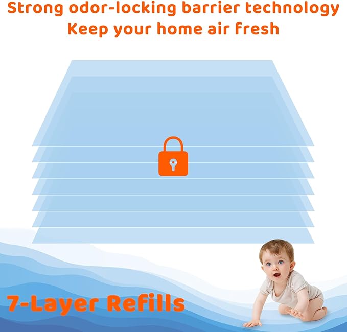 Jumbo Square Refills Disposal Bags Compatible with Diaper Genie Compact & Select Pails (Not Fit Classic),Hold Up to 810 Newborn-Sized Diapers Per Refill(3 Pack)