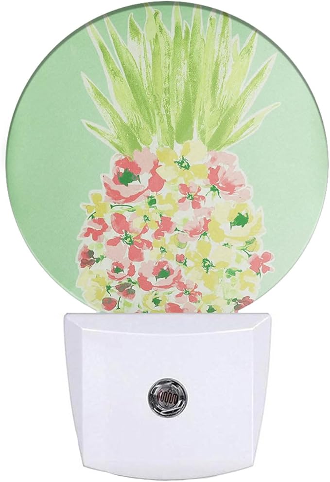 EKOBLA Cute Pineapple Night Light Tropical Fruit Plug-in Nightlights with Dusk to Dawn Sensor, 0.5W Energy Efficient Lighting for Bedroom & Kitchen (Auto On/Off Home Decor)