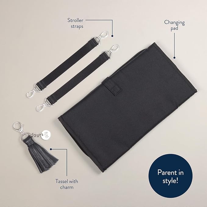 Itzy Ritzy Diaper Bag Backpack – Large Capacity Boss Plus Baby Backpack Diaper Bag Featuring 19 Pockets, Changing Pad, Stroller Clips, and Comfortable Straps (Black with Silver Hardware)