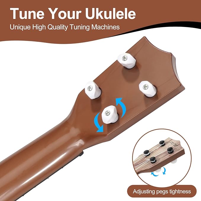 Raimy 17in Kids Ukulele Guitar - 4 Strings Mini Guitar Children Musical Instruments Educational Toys with Picks for Toddler Kids Boys Girls Beginner (Koa Color)