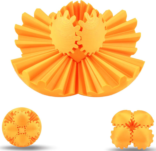 3D Printed Gear Sphere Ball – Colorful Gear Ball Fidget Gear Sphere Puzzle Cube Stress Relief Toy for Office and Home Decor Unique Gift Idea for Friends and Family (Gold)