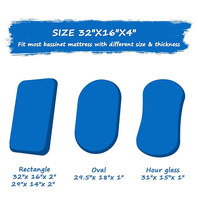 Bassinet Sheets Waterproof 2 Pack Bassinet Mattress Protector Cotton Fitted Cradle Sheets Set for Oval Rectangle Hourglass Mattres, Soft Breathable Mattress Pad Cover Baby Girl Boy, White