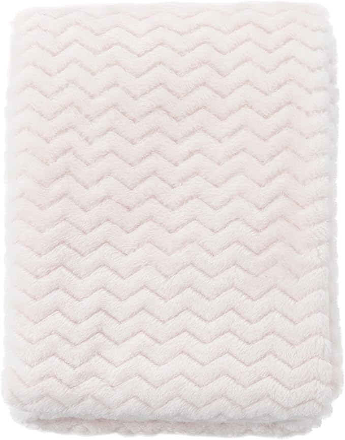 CREVENT 30''X40'' Soft Cozy Warm Baby Blankets for Boys Girls Solid Color - All Season Use - Newborn Essentials (Wave Ivory/White)