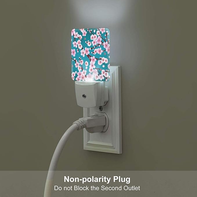 Cherry Blossom Night Light,Plug Into Wall Decor for Stairway,Hallway,Kitchen,Dusk to Dawn Sensor Nightlights for Boys/Girls/Women/Men Room Gifts