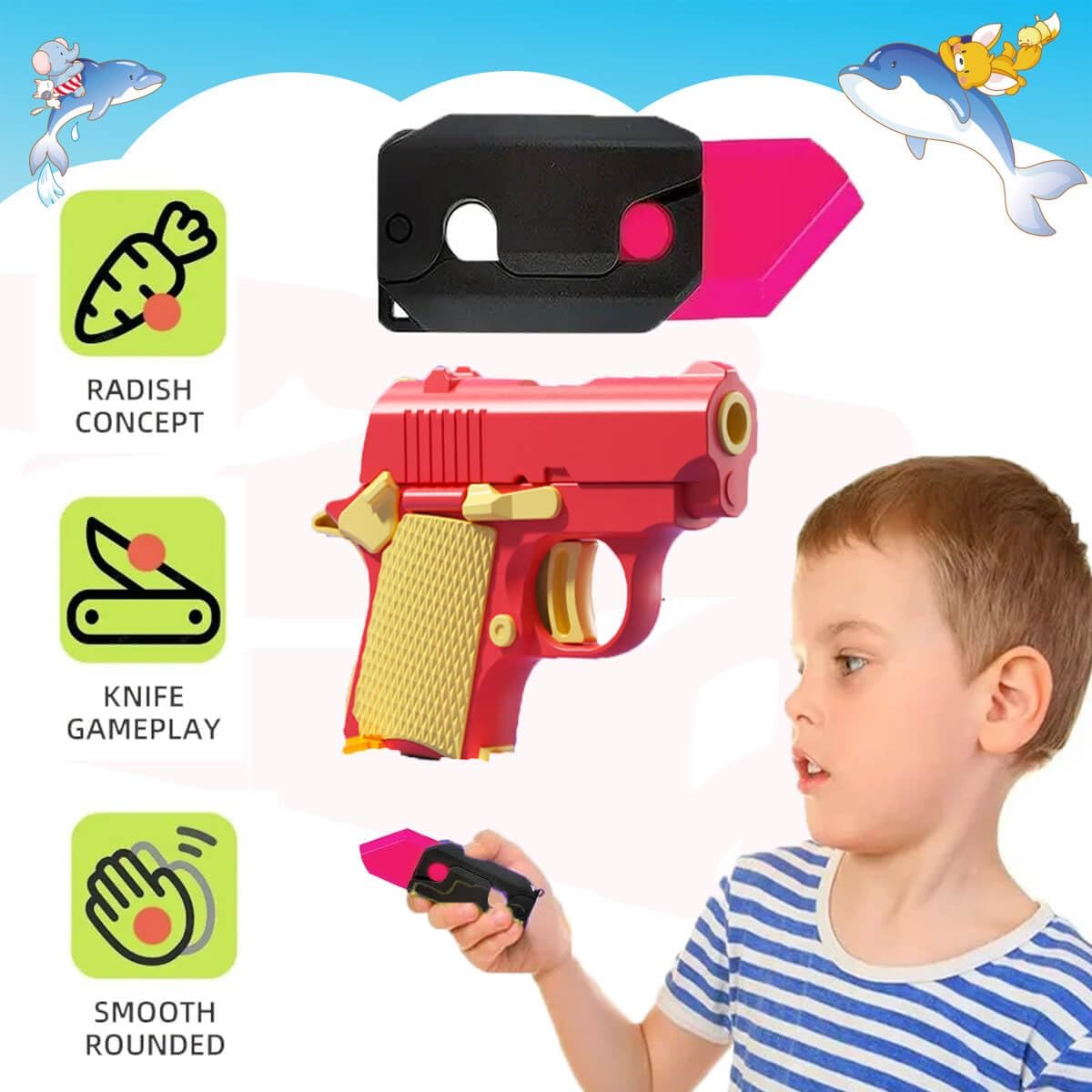Fidget Toys Pistol, 3D Gravity Mini 1911 Fidget Pistol Toys,Fidget Sensory Toys,Stress Relief for Adults, Suitable for Relieving ADHD, Anxiety, Best Gift for Adults and Kids(Knife and Red Pistol)