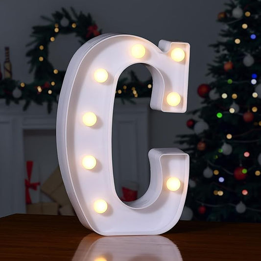 Foaky LED Letter Lights Sign Marquee Light Up Letters Sign for Night Light Wedding/Birthday Party Battery Powered Christmas Lamp Home Bar Decoration(C)