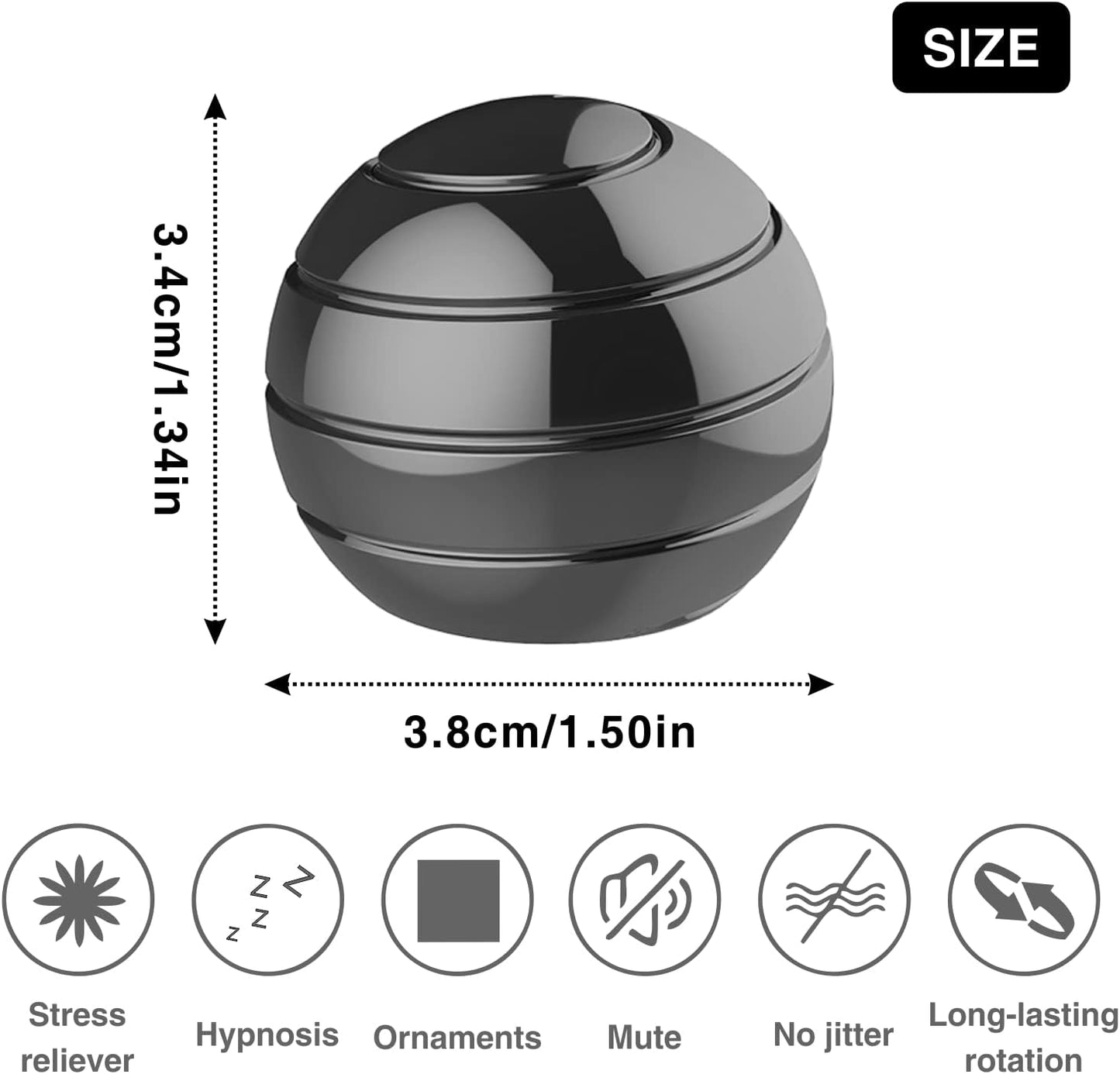 6 Pack Kinetic Spinning Desk Toy Bulk Basket Stocking Stuffers for Kids, Metal Fidget Spinner Ball, Optical Illusion Desktop Fidget Spinner Toys, Gifts for Women, Men, Kids and Adults