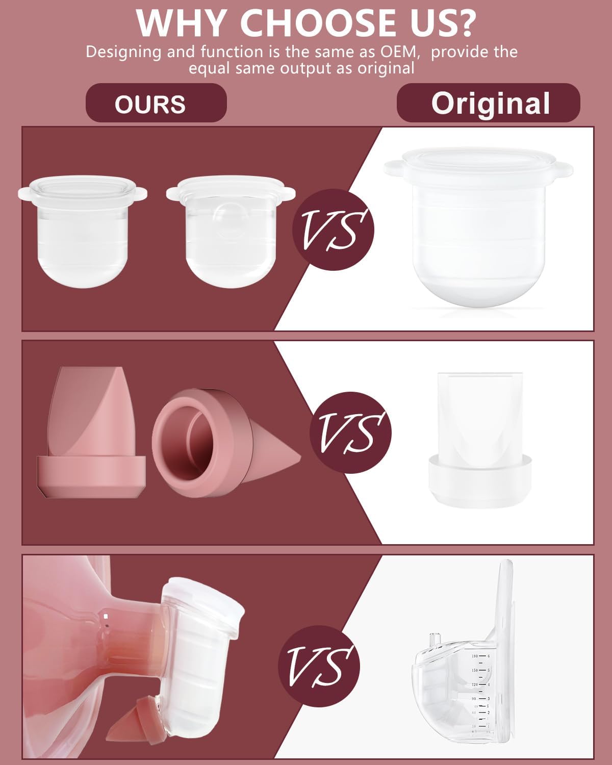 12PC M6 Breast Pump Replacement Accessories, Including 8pcs Duckbill Valve and 4pcs Diaphragms for Momcozy Mobile Style | M6, Replace for Momcozy Pump Parts, Not Original Parts, 12PC Red