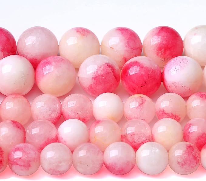 10MM 38PCS Pink Tourmaline Jade Stone Beads for Jewelry Making DIY Bracelet Necklace 15"