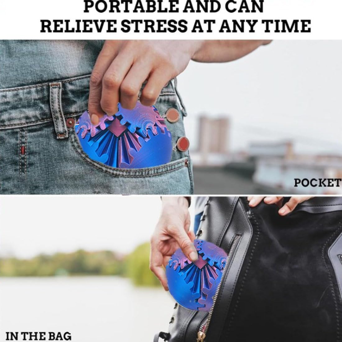 Gear Ball 3D Printed Gear Ball Fidget Toy, Gear Ball Fidget Toy, Perfect for Stress and Anxiety Relaxing fidget Toy, Desk Toy - Ideal for Sensory Needs and Autism (Laser Black Red)