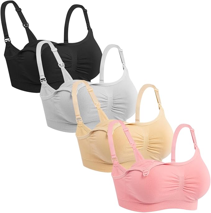 iloveSIA 4Pack Nursing Bra for Breastfeeding Maternity Bra for Pregnancy Seamless Wireless Fit Bra Regular & Plus Size M-4XL