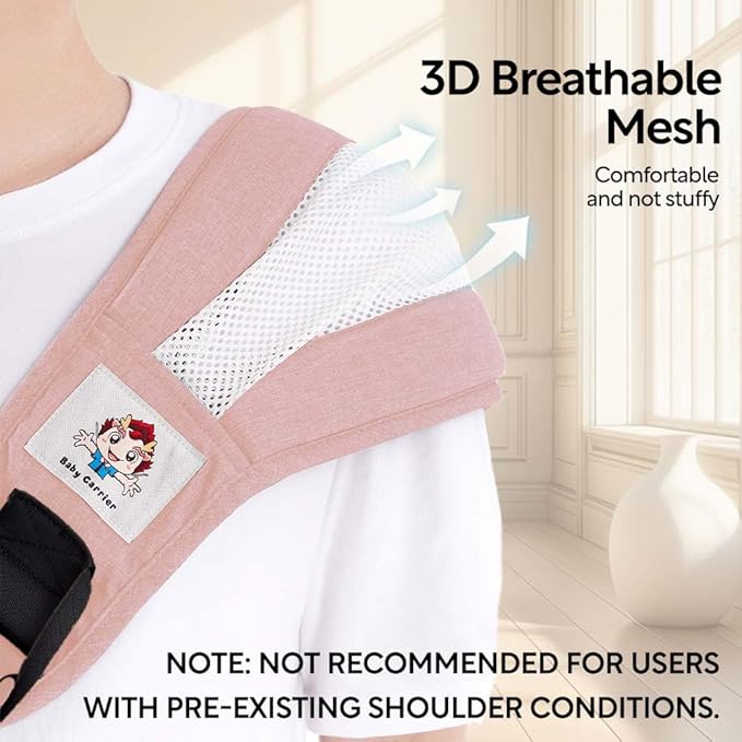 Baby Sling Carrier The Latest Safe and Breathable Anti-Slip Hip Pad Toddler Carrier Baby Essentials for Baby Boys and Girls Carrying 8-35lbs Pink
