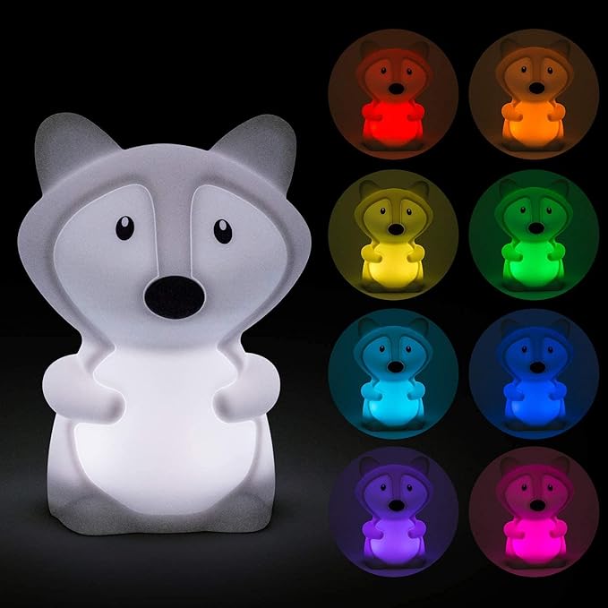 Big Size Night Light for Kids, Portable Silicone Bedside Lamp, Multicolor Light with Touch Control + Remote Control, USB Rechargeable Light for Adults/Children/Baby Bedroom/Gift - Large Fox