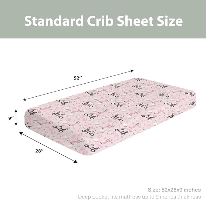 Golf Baby Crib Sheets for Boy Girl 28"x52" Sports Golfing Soft Stretchy Fitted Crib Mattress Cover Golf Lovers Gift Nursery Baby Sheet for Standard Crib and Toddler Bed Mattress Pink