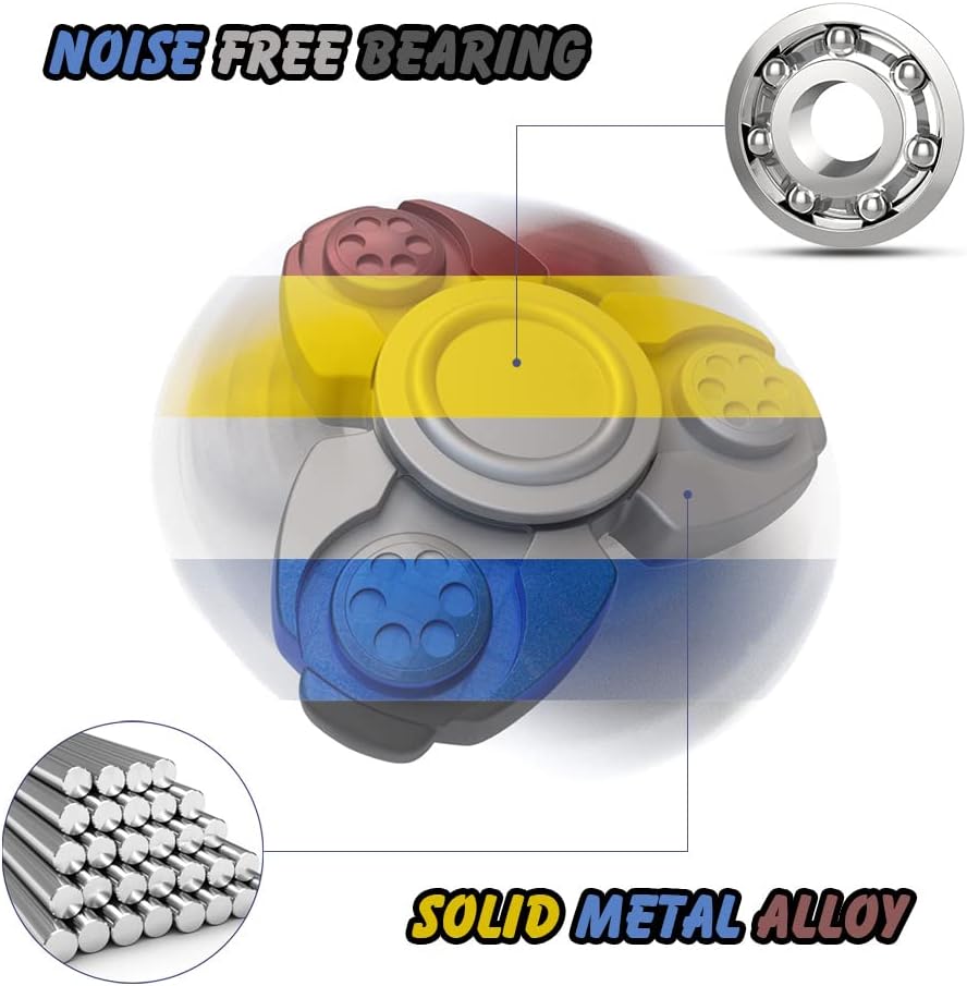 Solid Metal Fidget Spinner Sensory Novelty Hand Finger Spinning Toy Stocking Stuffers Ideas ADD ADHD Stress Relief and Anxiety Relieves Reducer for Kids and Adults. (Grey)