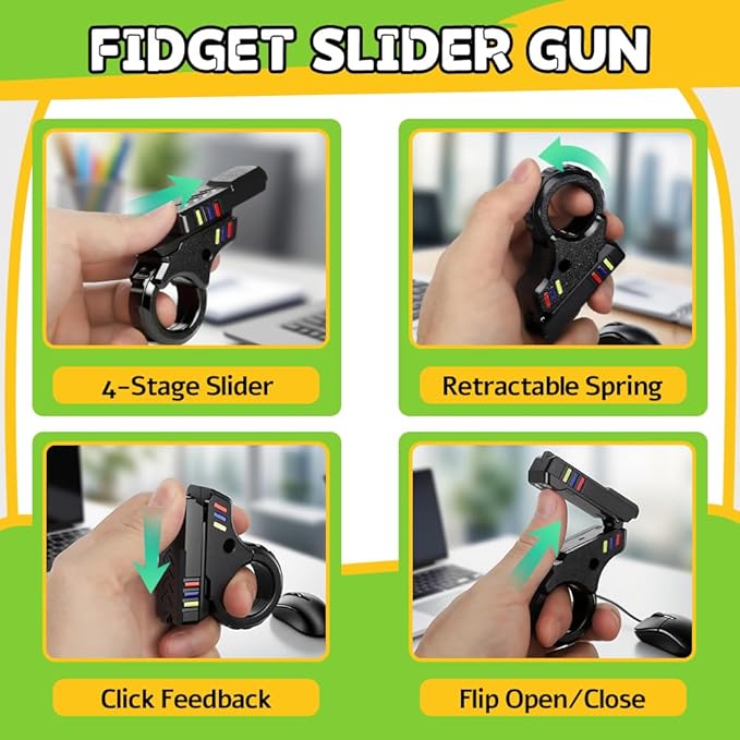 Fidget Toys Set for Adults, Sensory Pack with Fidget Slider, Fidget Cube, Spinner Toy, Keyboard Clicker Toy, Fidget Pad, Stress Relief Desk Gadget for Office, Birthday Gift Set