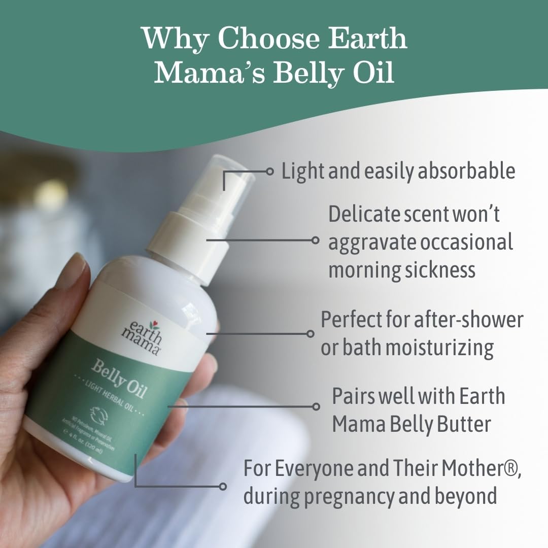 Earth Mama Belly Butter & Belly Oil Bundle for Dry, Stretching Skin | Moisturize + Encourage Skin's Natural Elasticity During Pregnancy & Beyond, 8-Fluid Ounce & 4-Fluid Ounce
