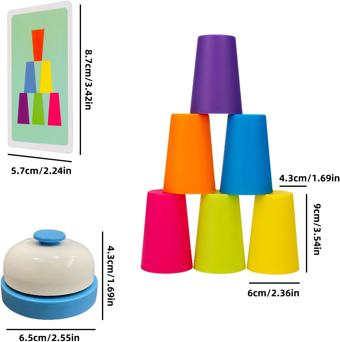 Battle Stacking Cups (54 Cards, 12 Cups, 1 Bell) - Color Sorting Cognitive Training Table Game, Puzzle Competitive Parent-Child Interactive Toy for Halloween