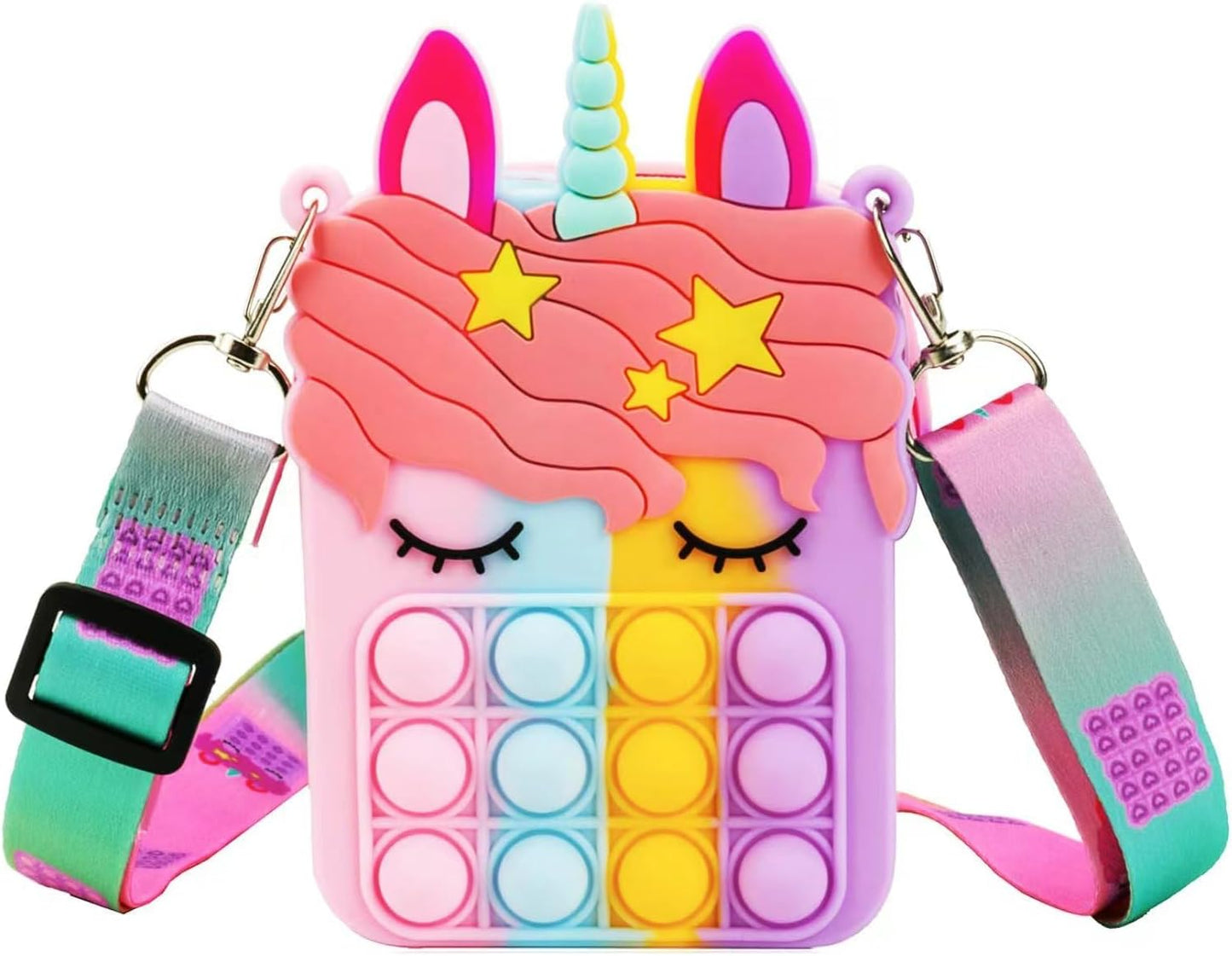 Civan Unicorn Shoulder Bag for Girls and Women, Unicorn Purse Bags, Lovely Sensory Silicone Cartoon Bag for Students Kids Unicorn Pop Sensory Popper Toys,Unicorn Gifts Toys for Girls Birthday Present