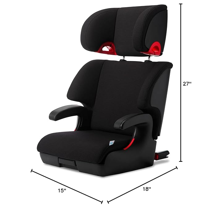 Clek Oobr High Back Booster Seat with Adjustable Headrest, Reclining Design, Latch System, and Retardant-Free Fabric (Railroad Ziip)