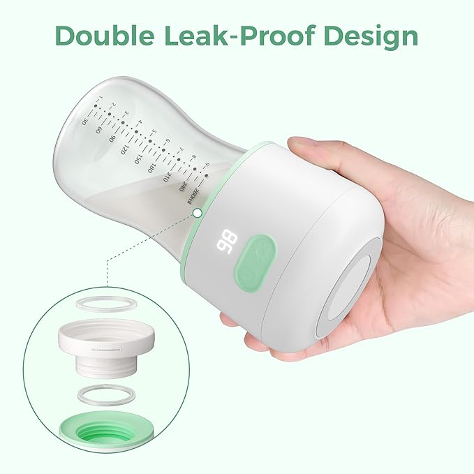 Portable Bottle Warmer for Travel, Baby Bottle Warmer for Breastmilk with Fast Heating, Safety Material, Leak-Proof, Precise Temperature Control, 4 Adapters for Most Bottles (White)