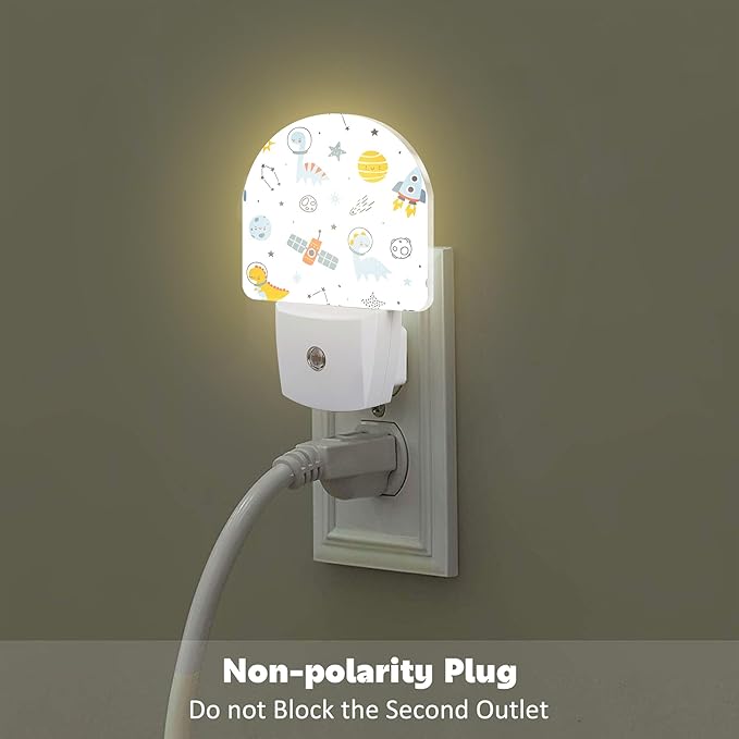 Cute Dino Astronauts Night Light, Cosmic Galaxy Dinosaurs Dusk to Dawn Night Light Plug in,0.5w Energy Saving Sleep Friendly NightLight for Kids Boys Girls Home Decor