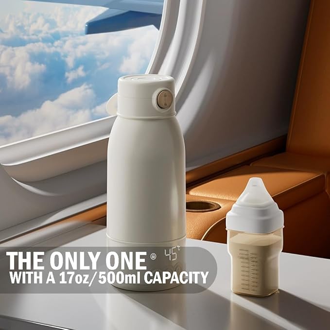 Portable Milk or Water Warmer, with Super Fast Charging, Type C Charger included, 17oz Capacity, Instant Breast Milk, Formula or Water Warmer with Large Capacity
