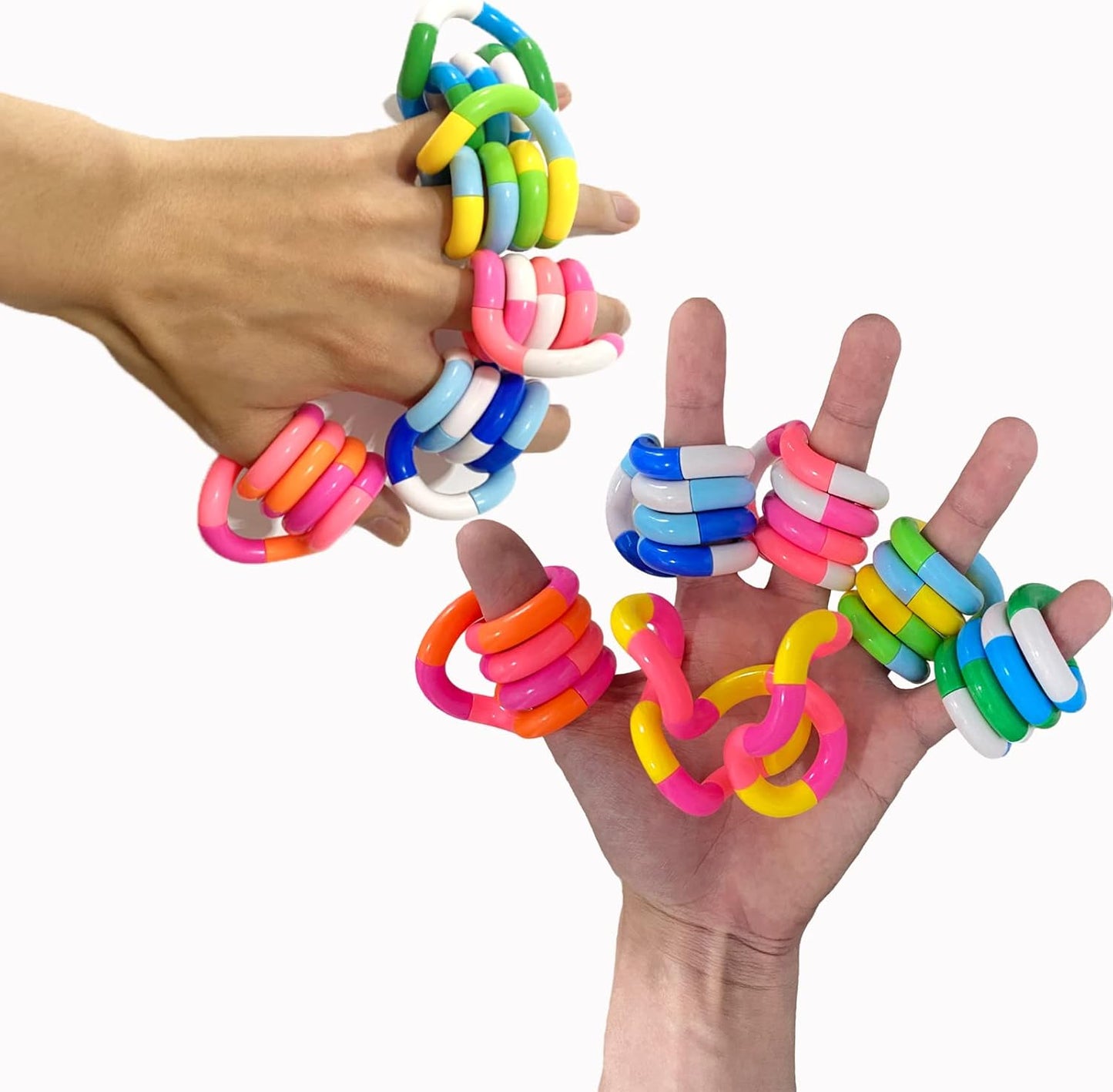 Random Multicolored Quiet Fidgets Toys for Unique Fidget Experience, Anti Anxiety Sensory Toys Combine into New Shapes, Brain Imagination Tools, Relax Therapy Educational Toy for ，Party Supplies (24)