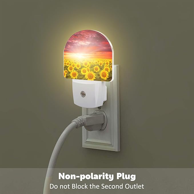 Sunflowers with Sunset Night Light for Kids,Blooming Summer Sunflowers Night Light Plug in with Dusk to Dawn Sensor,0.5w Energy Saving Nightlight for Hallway Stairway Kitchen Bedroom