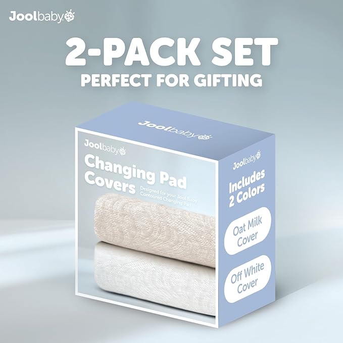 Jool Baby Changing Pad Covers (2 Pack) Soft & Comfortable, Fits Most Standard Diaper Changing Pads (Off-White & Oatmilk-Wave)