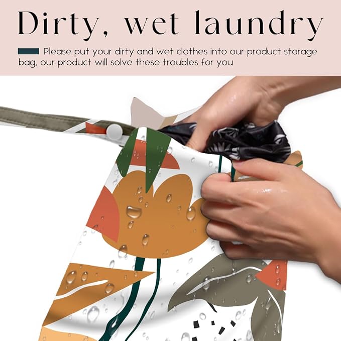 Wet Bag, Wet Dry Bag, Wet Bag for Swimsuit, Travel, Beach, Pool, Diapers, Dirty Yoga Gym Clothes, Makeup Bag, Waterproof Tropical Palm Leaves Decor Jungle Palm Leaf Favors