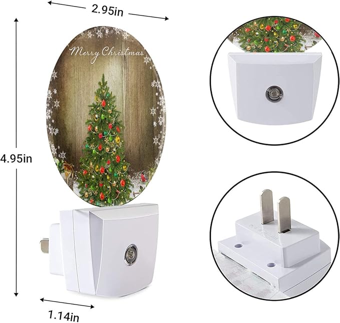 EKOBLA Winter Green Christmas Tree Night Lights Plug into Wall Holiday Presents Gift Boxes Snowflakes Plug-in Nightlights Auto Sensor LED Dusk to Dawn Light for Boys Girls Men Women