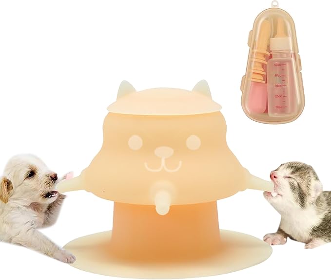 230ML Puppy Bottles for Nursing Puppy Milk - Premium Silicone Nursing Station with 4 Nipples - Puppy Feeder for Multiple Newborn Puppies, Rabbits, Kittens Bottle Feeding Kit