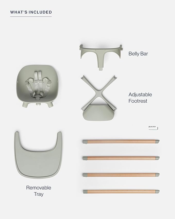 Lalo The Chair Convertible 3-in-1 High Chair for Babies & Toddlers, Dishwasher Safe Tray, Adjustable Footrest, Sage