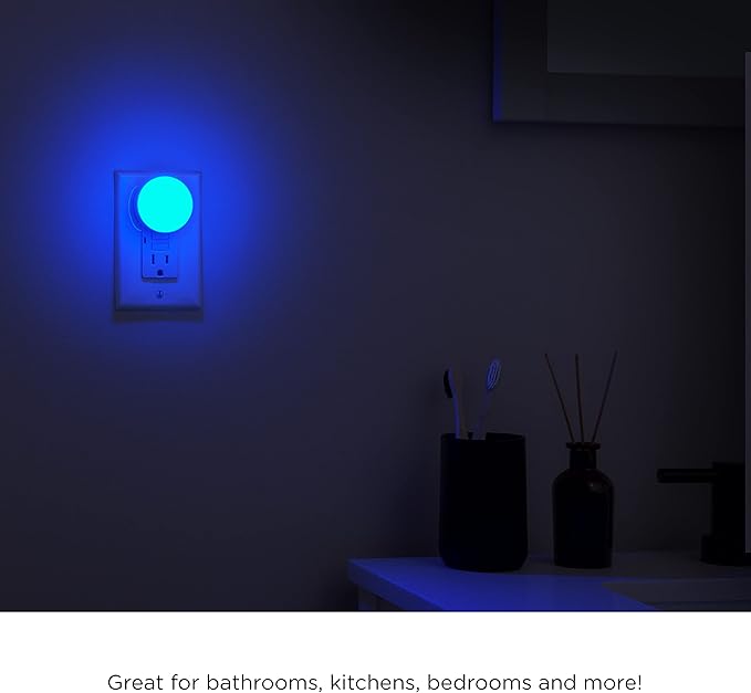 Lights by Night Color Changing Mini LED Night Light, Plug-in, Dusk to Dawn Sensor, Compact, 3 Modes, Ambient Lighting, for Kids or Adults, Bedroom, Bathroom, Nursery, Hallway, 4 Pack, 72961