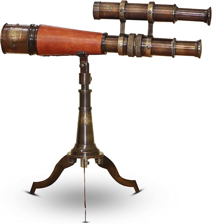 Vintage Brass Telescope on Tripod Stand DF Lens Antique Telescope Spyglass Nautical Beautiful On Brass Tripod Stand (Victorian Black Antique)