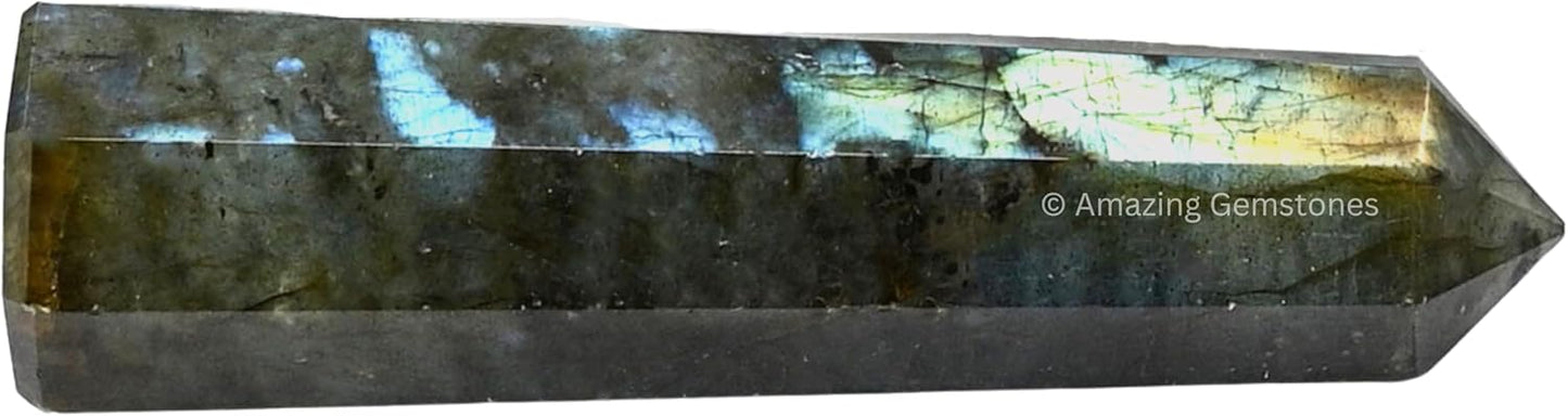 Amazing Gemstone Labradorite Crystal Towers - Natural Healing Crystal Point Obelisk for Reiki Healing and Crystal Grid (3 Inch)