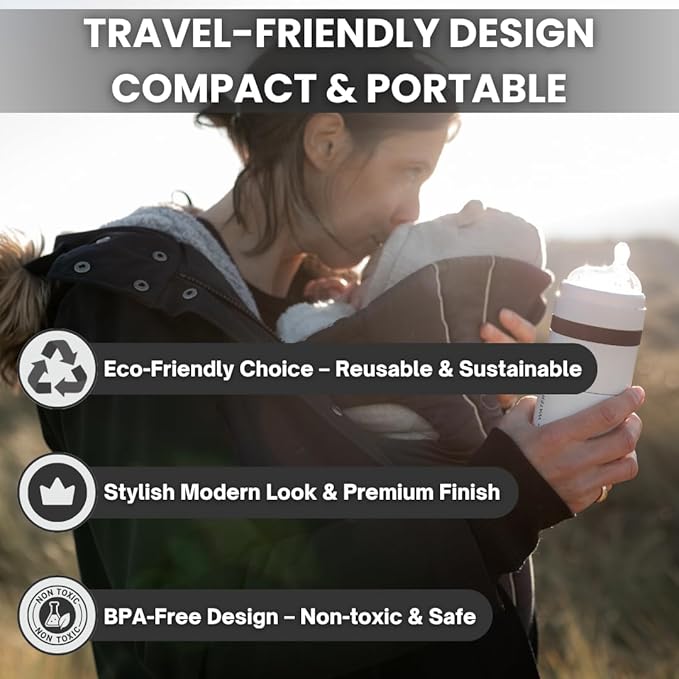 MILK & WATER All in One Baby Bottle & Baby Formula Dispenser On The Go, 9oz - Keeps Water Warm & Formula Fresh - Baby Formula Mixing Bottle with Anti Colic Nipple - Leak-Proof - 3+ Months (White)