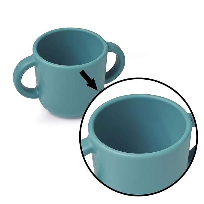 Silicone Training Cup for Infants, Toddler Learning Cup with Two Handles, Baby Open Cup 5oz, 6months+ (Gray)