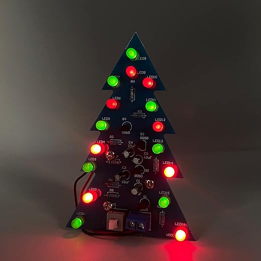 Soldering Practice Kit DIY Mini 2-Color Xmas Tree Plug-in Circuit Kit Learn Soldering Kit for Beginners